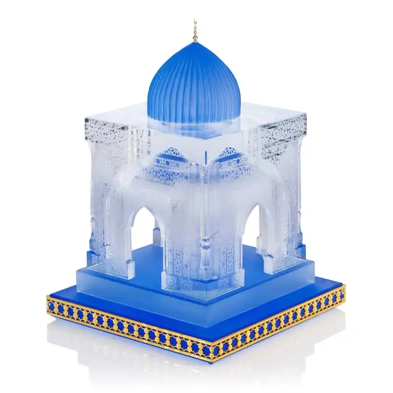 Produktové foto trofeje, křišťálová mešita Uzbekistán, Imam al-Bukhari Mausolea